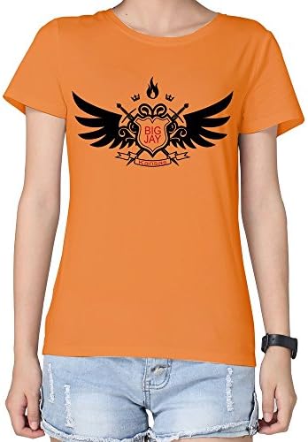 100% Cotton Woman Kansas Big Jay Basketabll Icon T-Shirts Orange