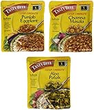 Tasty Bite Heat & Eat Indian Cuisine Side Dish 3 Flavor Variety Bundle: (1) Tasty Bite Punjab Eggplant, (1) Tasty Bite Channa Masala, and (1) Tasty Bite Aloo Palak, 10 Oz. Ea. (3 Pouches Total)