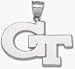 Georgia Tech Yellow Jackets 2 W x 1 1/4 H Giant GT Pendant - Sterling Silver Jewelry