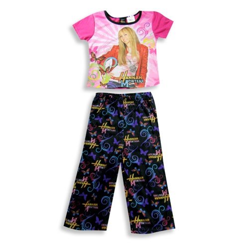 Hannah Montana by Disney â€“ Girls Short Sleeve Capri Pajamas, Pink, Black 