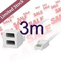 Commtel BT Extension Cable to Double Socket Phone Lead 3m