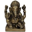 Seated Statue Lord Ganesha Brass Sculpture 3 x 2.25 x 4.5 inches