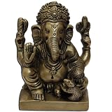 Seated Statue Lord Ganesha Brass Sculpture 3 x 2.25 x 4.5 inches