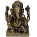 Seated Statue Brass Lord Ganesha with 2 Pillows 4 x 2.75 x 3.75 inches