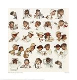 Day In The Life Of A Boy - Artist: Norman Rockwell - Art Print Poster - With a Black Wood Frame - Image Size: 15.25 by 16.00 inches Art Print Poster - With a Black Wood Frame