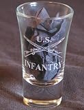 US Army Infantry Crossed Rifles 1-1/2 oz. Flared Etched Shot Glass