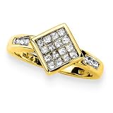 14K Yellow Gold 1/2 ct. Round and Princess Cut Diamond Ring