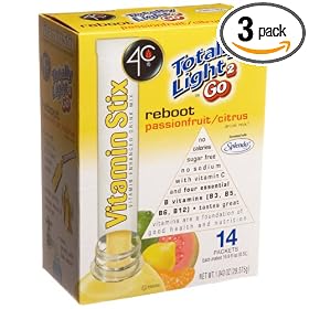 4C Totally Light 2 Go Vitamin Stix, Reboot, Passion/Fruit Citrus, 14-Count Boxes (Pack of 3)
