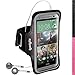iGadgitz Reflective Anti-Slip Black Sports Jogging Gym Armband for HTC One MINI 2 2014 HTC One Remix ( M8 Mini ) with Key Slot