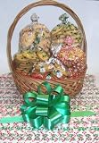 Gourmet Food : Scott's Cakes Large Nut Lovers Cookie Basket with Handle Candy Cane Wrapping