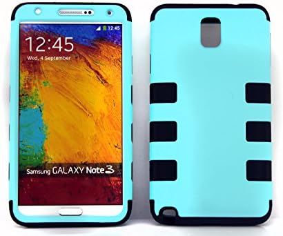 Microtimes Hybrid Robot Silicone + pc 3 in1 shockproof Protection Case Cover for Samsung Galaxy Note 3(3 in1 Combo Sky blue)