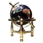 Unique Art 6-Inch by Blue Lapis Ocean Mini Table Top Gemstone World Globe with Gold Tripod