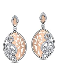 Diamond (0.73 Ct, IJ-SI), 18 Kt White & Rose Gleaming Drop Earrings