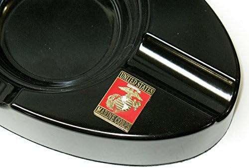 US Marines Marine Corps Logo Black Oval 9"x 5" 4 Cigar Ashtray Brand New