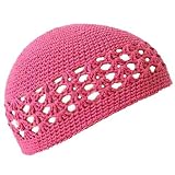 Pink Crochet Beanie Skull Kufi Cap Hat