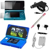Big Save pink lights for cars-GTMax Black 3.5mm Metal Stereo Headset Handsfree Soft Gel Earbud with Microphone + Dark Blue Silicone Soft Case + Car Charger + Home Wall Charger + Clear Screen Protector + Light Pink Retractable Metalic Stylus for Nintendo 3DS