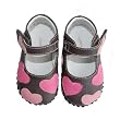 Pediped Ashley Chocolate Brown Mary Janes with Fuchsia Hearts Design