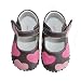Pediped Ashley Chocolate Brown Mary Janes with Fuchsia Hearts Design