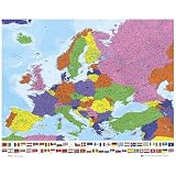 Map of Europe (Political, Flags, Horizontal) Art Poster Print - 16x20