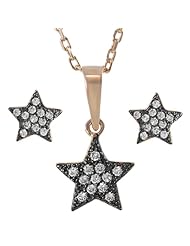 Alexandria Collection Rose Gold-plated Sterling Silver Cubic Zirconia Earring Necklace Set