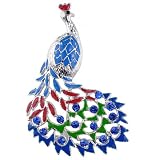Enamel Sapphire Peacock Austrian Crystal Bird Pin Brooch