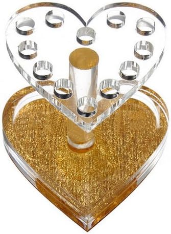Nail Art Heart Gold Makeup Nail Brush Pen Rest Holder Stand Display
