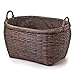 The Basket Lady Oval Wicker Laundry Basket, 25 in L x 19 in W x 14 in H (17 in overall H), Antique Walnut Brown
