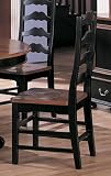 Set of 2 Country Style Black & Dark Maple Dining Side Chairs