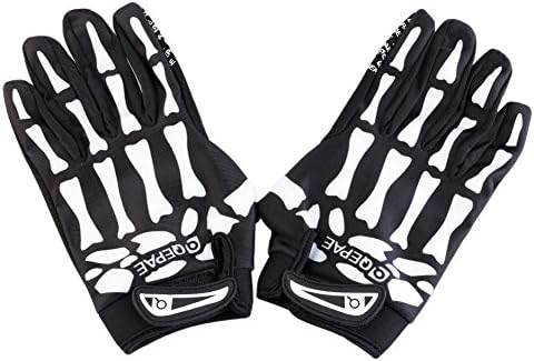 EzDeal Men Women Slip-Resistant Bone Skeleton Pattern Racing Riding Cycling Full Finger Gloves Bicycle Bike Sports Skull Glove Plus Size XL