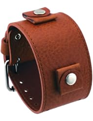 Italian Design Big Guy #BG-5 22mm Lug Width Wide Oily Cowhide Brown Leather Cuff Watch Band