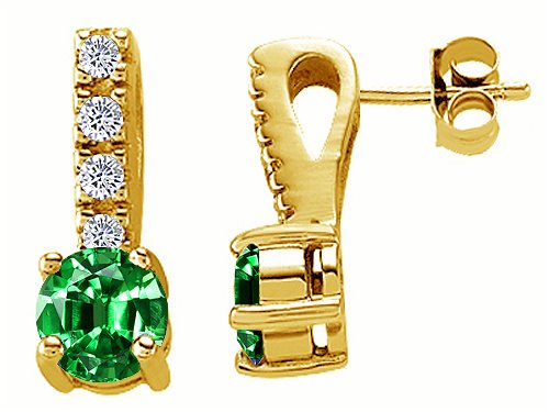 Buy 1.75 cttw 14K Yellow Gold Plated 925 Sterling Silver Lab Created Emerald Earrings - gold-plated by Finejewelers