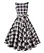 LUOUSE 50s Hepburn Style Vintage Grid Swing Dress