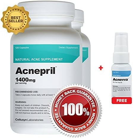 Acnepril 2 Pack and 1 Acnevva - Best Acne Pills and Spot Treatment Serum - Best New Acne Supplement by Cellusyn