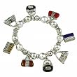Detailed Silvertone Handbag Theme Colored Epoxy Charm Bracelet Fashion Jewelry