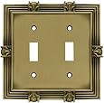 Brainerd 64470 Pineapple Double Toggle Switch Wall Plate / Switch Plate / Cover, Tumbled Antique Brass
