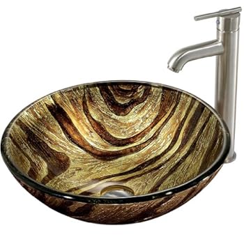 Vigo VGT161 Zebra Vessel Sink with Brushed Nickel Faucet