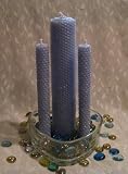 100% Beeswax Candles - Beautiful Unity Candle Set in LIGHT BLUE - *Glass bowl and marbles are for display purposes only*