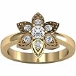 14K Yellow Gold Diamond Flower Design Ring - 0.35 Ct.