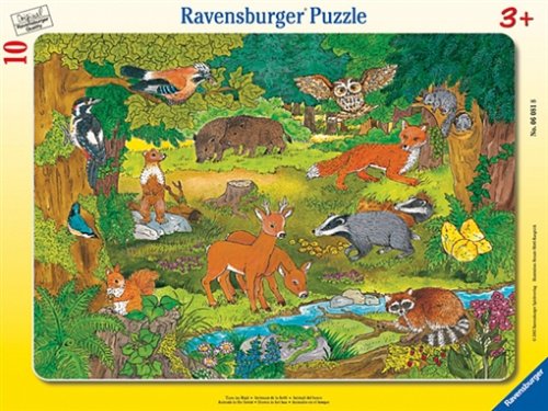 Tiere im Wald, 10 Teile Rahmenpuzzle