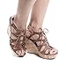 Lace Up Sling Back Faux Corkscrew Platform High Wedge Sandals