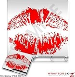 Sony PS3 Slim Skin - Big Kiss Lips Red on White
