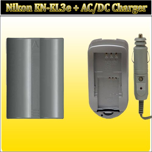 Replacement For Nikon EN-EL3e Extended Long Life Battery + AC/DC Rapid Home and Car Charger for the Nikon D50, D70, D70s, D80, D90, D100, D200, D300 D300s and D700 SLR Digital Cameras!!!