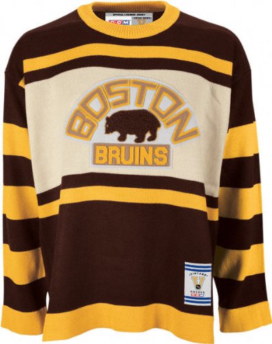 Boston Bruins Throwback Brown Heritage Sweater Jersey