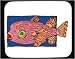 Decorated Mouse Pad with big, eyes, forehead, fins, lips, fish, tail