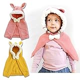 ウサ耳フードつきマント うさぎ耳 ラビット Rabbit Ear 赤ちゃん ベビー ニット 帽子 ニット帽 Hat 冬用 マントつき ポンチョ ショールマント (Red（レッド）)