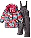Rugged Bear Girls' Snow Bib and Striped Coat Two-Piece Set