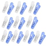 Amico Household White Blue Plastic Clothespins Clothes Socks Towel Clips Clamps 20 Pcs