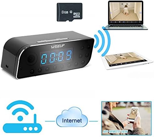 8GB 1280x720P Wifi Network Hidden Camera Clock Motion Activated Video Recorder Support Android iPhone APP Remote View 7/24 Hours Working