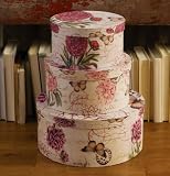 Light Floral Pink W/ Butterflies Decorative Hat Boxes by Collections Etc