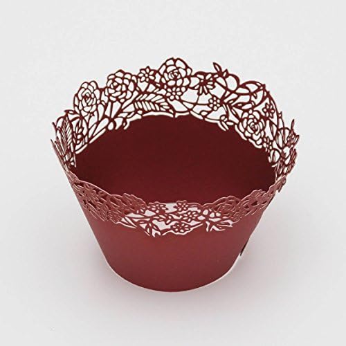 Sophiebella 60-Count W015R Red Decorative Damask Cup Cake Muffin-Liners-Wraps for Cupcake-Liners